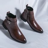 Hnzxzm New Brown Ankle Boots for Men Business Black Zipper Handmade Short Boots  Size 38-47