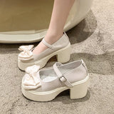 Hnzxzm New White Platform Heels Women Shoes Vintage Girls High Heel Platform Lolita Shoes Japanese Style College Student Shoes