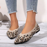 Hnzxzm Elegant Houndstooth Knitted Ballet Flats Woman Point Toe Mesh Moccasins Ladies Big Size Leopard Loafers Soft Driving Shoes