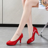 Hnzxzm 2024 High Heels Shoes Women White Wedding Shoes Thick High Heels Fashion Party Pumps Footwear Black Red Big Size 35-41