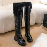 Hnzxzm Hot Warm Snow Boots Women 2024 Winter Shoes Platform Over Knee High Rain Boot Ladies Casual Warm Fur Plush Long Shoes Waterproof