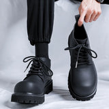 Hnzxzm British Autumn Winter Thick-soled Ankel Boots Men's Business Casual Dress Shoes Fashion Black Designer Platform Shoes Male