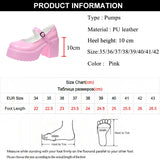 Hnzxzm Pink Chunky Platform High Heels Pumps Women Autumn Ankle Straps Mary Jane Lolita Shoes Woman Plus Size 42 Cute Party Shoes