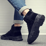 Hnzxzm Men New High Quality Black Work Wear Boots Outdoor Anti Slip Comfort Casual Shoes Warm Fashion Ankle Boots Men's Winter Shoes