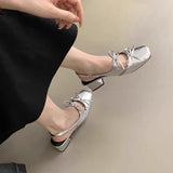 Hnzxzm Medium Heeled Mary Jane Sandals 2024 New Designer Women Shoes Fashion Double Bowknot Thick Heeled Ballet Shoes Ladies Soft Shoes