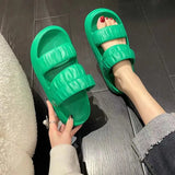 Hnzxzm Woman Slippers Round Toe Summer Open Low Heel Indoor Sandals Outside Slides Green Height Shoes for Women 2024 New Fashion B Sale