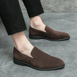 Hnzxzm Spring Italian Luxury Designer Brand Suede Leather Shoes Business Office Dress Shoes for Man Brown Nightclub Party Loafers Man