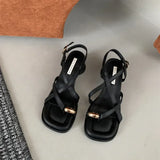 Hnzxzm Summers Gladiator Women's Sandals Fashion Elegant Narrow Band Shoes Ladies Outdoor Clip Toe Thick Heel Sandalias