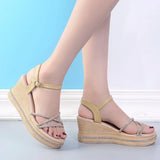 Hnzxzm Sandals for Women Ladies Shoes One Word Footwear Roman Style Summer 2024 Platform Wedges Heel