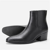 Hnzxzm Chelsea Ankle Boots Men High Heels Boots Brand Leather Ankle Boots Comfortable Party/Wedding shoes for Men Elevator Shoes 2024