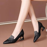 Hnzxzm Women Cute Sweet High Quality Green Slip on Heel Pumps for Party Ladies Casual Comfort Shoes