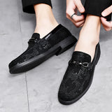 Hnzxzm Fashion Brand Men's Classic Comfortable Business Banquet Le Fu Shoes New Men's Snake Skin Sequin New Wedding Groom Shoes