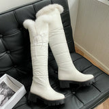 Hnzxzm Warm Fur Plush Down Snow Boots Women 2024 Winter Long Shoes Platform Waterproof Fashion Over the Knee Boots Female White Black