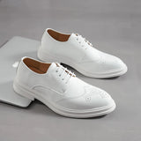 Hnzxzm Men shoes lace up oxfords Luxury Casual White Leather Leisure Dress Shoes Comfort Handmade Trend Fashion wedding party Shoes