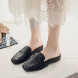 Hnzxzm Half Slippers for Women Wearing Summer New Korean Version Square Headed One Step Lazy Slippers for Women