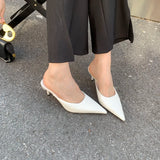 Hnzxzm Pointed Toe Women Slides Slippers Outside Mules Shoes Black Gold Silver White Thin High Heels Summer Outside Mules Shoes Office