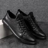 Hnzxzm Genuine Leather Mens Casual Shoes Luxury Brand Black Lace-Up Outdoor Formal Shoes Fashion Simple Male Footwear Men Sneakers