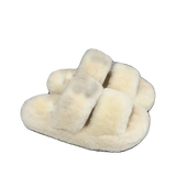 Hnzxzm Thick soled sheepskin and fur integrated fur slippers for women's outerwear wearing real wool flat bottomed versatile slippers