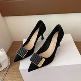Hnzxzm Shoes for Woman Office High Heels Women's Summer Footwear Pointed Toe Formal Black on Heeled Pumps Stylish Genuine Mark A E