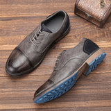 Hnzxzm Men's Formal Shoes British Retro Brogue Shoes Mens Casual Business Leather Oxfords Men Office Dress Shoe Flats