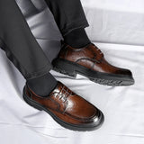 Hnzxzm Autumn New Men's Genuine Leather Shoes Soft Soles Wear-resistant Thick Soles Business Shoes Men's Formal Shoes