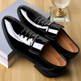 Hnzxzm Patent Leather Shoes for Men Business Shoes Casual Point Toe Slip on Loafers for Men Luxury Party Wedding Plus Size Shoes