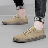 Hnzxzm High Quality Brown Suede Leather Shoes Men's Casual Shoes Women's Jogging Shoes Lace Up Soft Sole Sports Shoes Big Size: 36-47