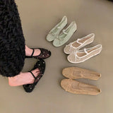 Hnzxzm New Brand Women Flat Shoes Fashion Mesh Ladies Elegant Mary Jane Shoes Soft Sole Outdoor Dress