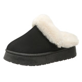 Hnzxzm Women Thick Sole Faux Fur Slippers Winter Plush Warm Cotton Shoes Woman Indoor Outdoor Non Slip Fluffy Platform