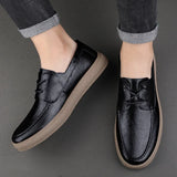 Hnzxzm New Lace Up Leather Shoes Men Loafers Soft Comfortable Mens Business Shoes Flat Casual Footwear Men Warm Brand Oxford Shoes