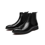 Hnzxzm Chelsea Boots for Men Red Sole Pu Ankle Business Round Toe Slip-On Mens Boots Free Shipping Size 38-46 Men Shoes