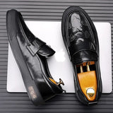 Hnzxzm  New British Style Luxury Leather Shoes for Men Fashion Soft Sole Casual Men's Dress Shoes Spring Summer Loafers Male