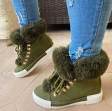 Hnzxzm European American Women's Boots Winter New Oversized Design with Warm Fur Mouth and Increased Height Inside Zapatos Mujer