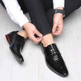 Hnzxzm Autumn Spring Classic Derby Shoes for Men Leather Crocodile Pattern Dress Lace-up Casual Business Wedding Party Comfortable