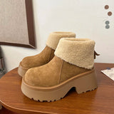 Hnzxzm Winter Warm Plush Women Snow Boots Fashion Short Booties Comfort Thick Heel Cotton Shoes