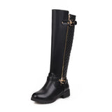 Hnzxzm New Antumn Winter Women Long Boots Plus Size 22-27 Cm Grid Splicing Side Zip Fashion Knee High Boots Women Modern Boots