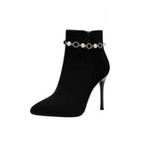 Hnzxzm Booties Pointed Toe Sexy Women's Ankle Boots Stripper Heeled Footwear Very High Heels Pole Short Shoes for Woman Rhinestone Boot