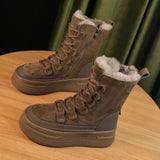 Hnzxzm Fashion Outdoor Travel Boots Women Suede Mountaineering Boots Thick Fur Mid-Calf Snow Boots 2025 Winter Platform Cotton Shoes