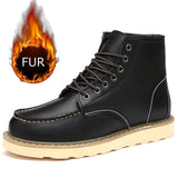 Hnzxzm Winter Velvet Warm Outdoor Work Leather Shoes Brand Western Cowboy Boots Soft Soled Comfortable Lace Up Fashion Desert Boots