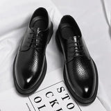 Hnzxzm 8cm Heel Spring Autumn Men's Leather Dress Shoes Fashion Casual New Designer Hollow Height Casual Platform Shoes Man