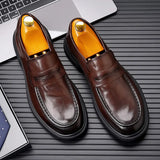 Hnzxzm Casual Leather Men's Dress Shoes British Business Soft Bottom New Designer Loafers Male Spring Autumn Fashion Shoes for Men