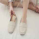 Hnzxzm Half Slippers for Women Wearing Summer New Korean Version Square Headed One Step Lazy Slippers for Women