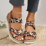 Hnzxzm Leopard Platform Sandals for Women Open Toe Thick Bottom Summer Sandals Woman 2024 Outtdoor Non-Slip Espadrilles Shoes Sandalias