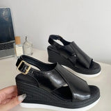 Hnzxzm Gold Silver Blackr Wedge Sandals for Women Summer Peep Toe Platform Sandles Woman Plus Size Thick Sole Sandalias