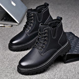 Hnzxzm Workwear Shoes Mens Low Top Outdoor Mid Durable Yellow Boots Thick Soles Big Genuine Leather Retro Martin Boots Cow Tendon Soles