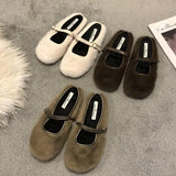 Hnzxzm Winter Mules Slippers Shoes Women Warm Plush Loafers Fur Flats Femme 2024 NEW Cotton Slides Outdoor Shoes Moccasins Mujer