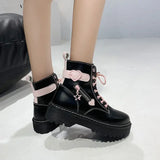 Hnzxzm Autumn Winter New Boots Women Black Platform Cute Pink High-top Lolita Boot Female Student Kawaii Japanese Shoes