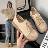 Hnzxzm Woman's Winter New Leather Lace Up Plush Warm Flat Sole Cotton Shoe Soft  Non Slip Widened Round Toe Mom's  Shoes