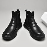 Hnzxzm High Quality New Men's Winter Chelsea Boots Casual Genuine Leather Shoes Male Waterproof  Plush Warm Ankle Snow Men Boots