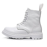 Hnzxzm Men's Genuine Leather Boots White Couple Models Wear-resistant Round Toe Breathable Non-slip Casual Trend All-match 35-46